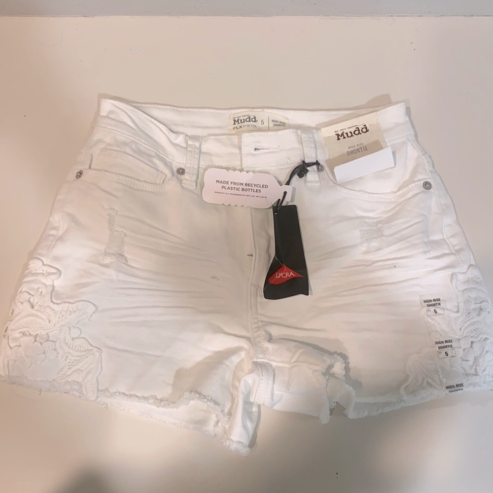 Mudd white high-rise jean shorts, size 5